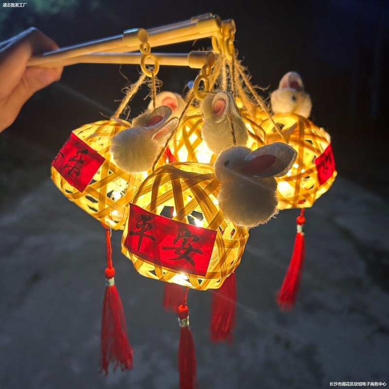 [HÀNG SẴN] Đèn lồng tre thỏ mini tết trung thu 2023 kèm đèn LED