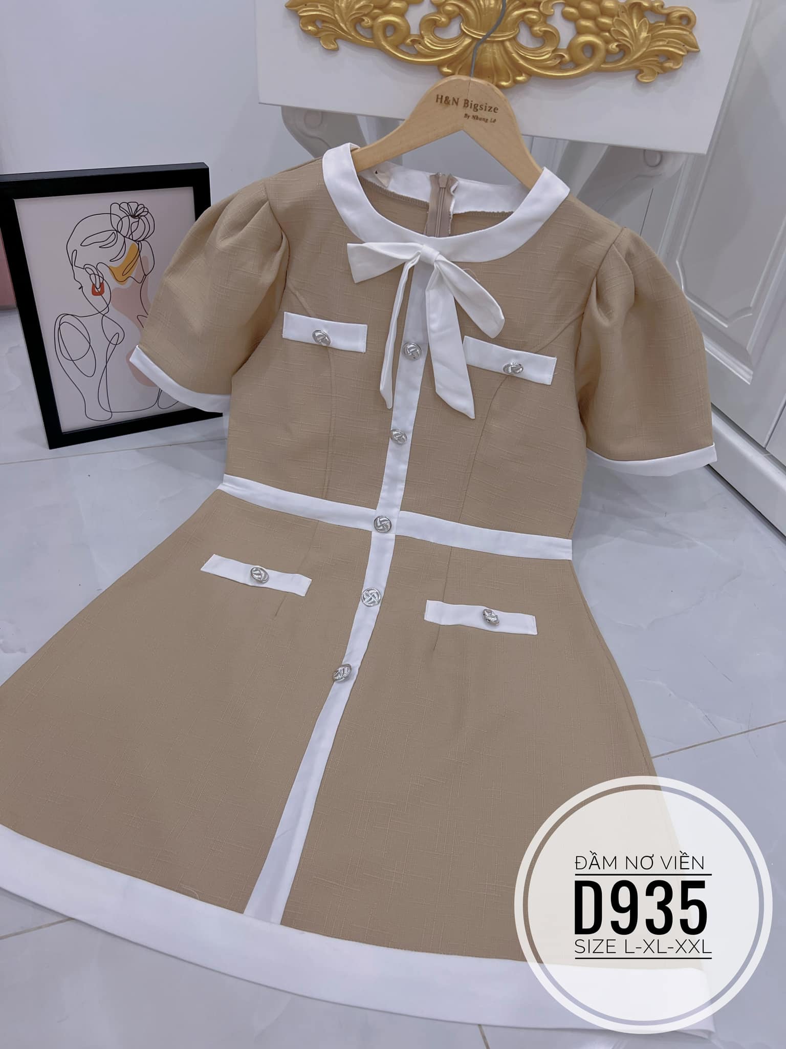 ĐẦM BIGSIZE GẤM NƠ VIỀN MÀU BASIC (L-2XL)