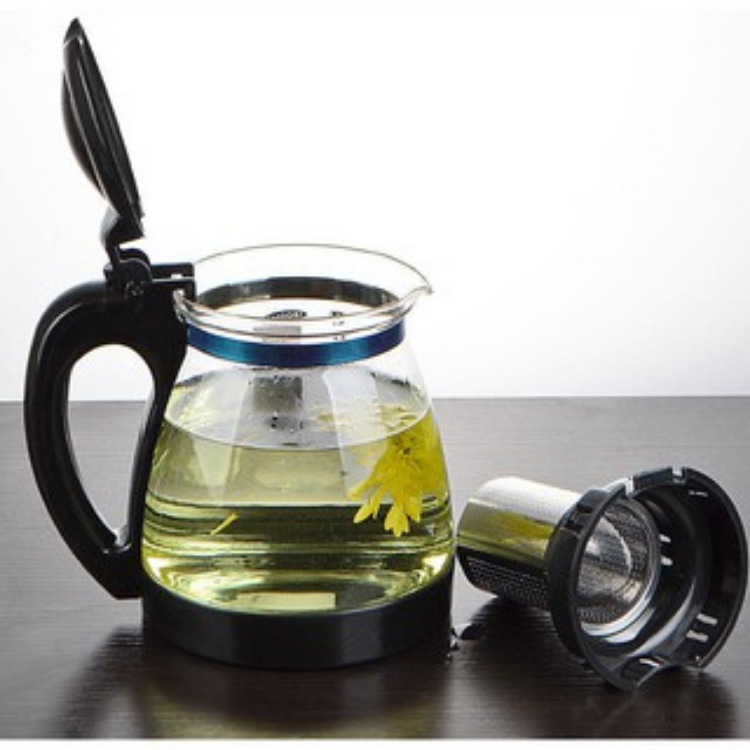 [HÀNG XỊN] Bình nước thủy tinh có lõi lọc trà inox dung tích 1500ml nắp đậy và quai cầm chống...