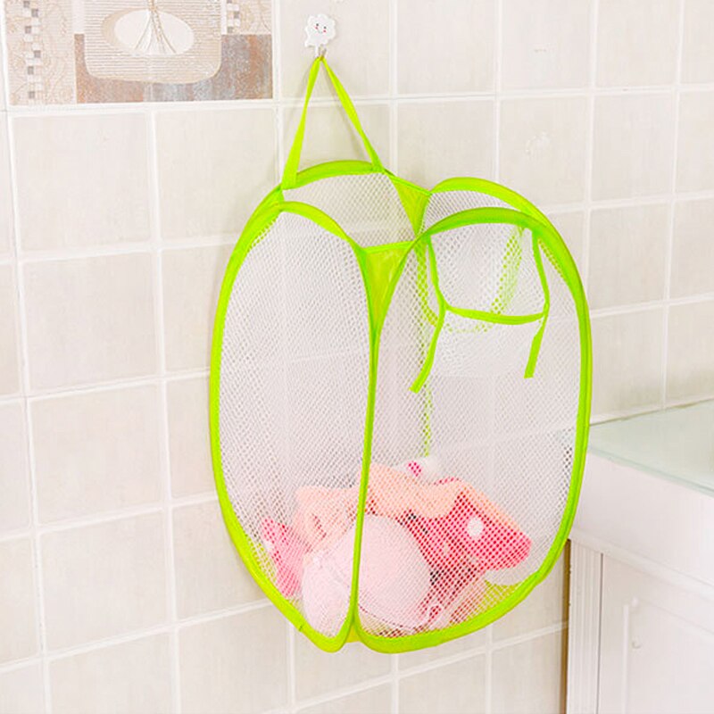 1pc%20Green%20Organizer%20Bag%20Storage%20Toy%20Mesh%20Pop%20Up%20Square%20Laundry%20Basket%20Collapsible%20Clothes%20Baskets%20For%20Dorm%20-%20Image%202