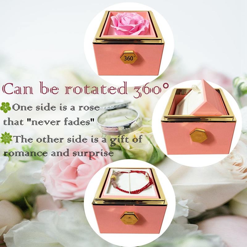 Rose Ring Box Rotates 360° Velvet Jewelry Box Eternal Rose Box Valentine's  Day Mother's Day for Romantic Gifts