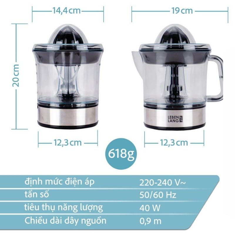 Máy vắt ép cam LEBENLANG của Đức dung tích 700ml DIMICO