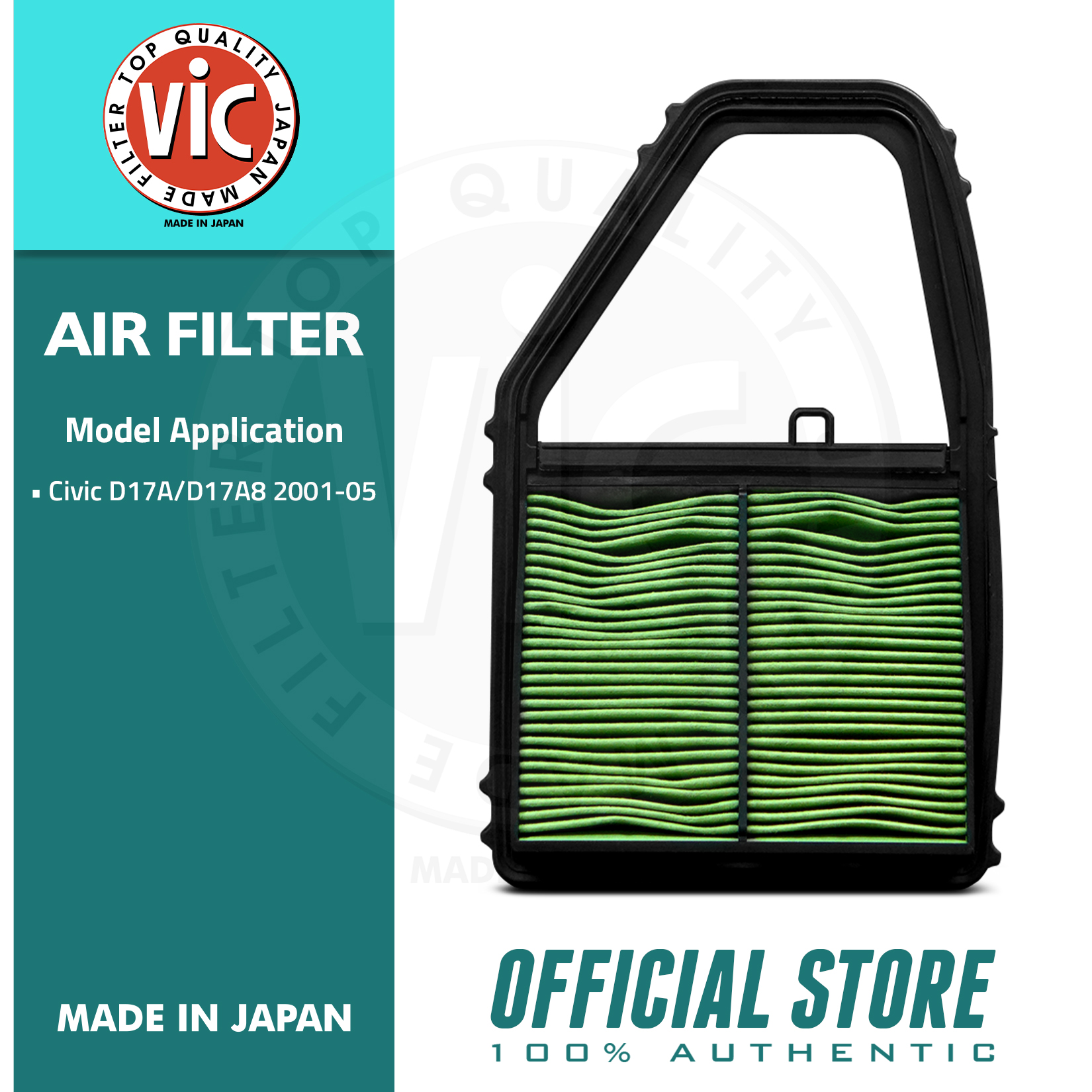 VIC Air Filter A870V for Honda Civic 1700 (D17A/D17A8) 20012005