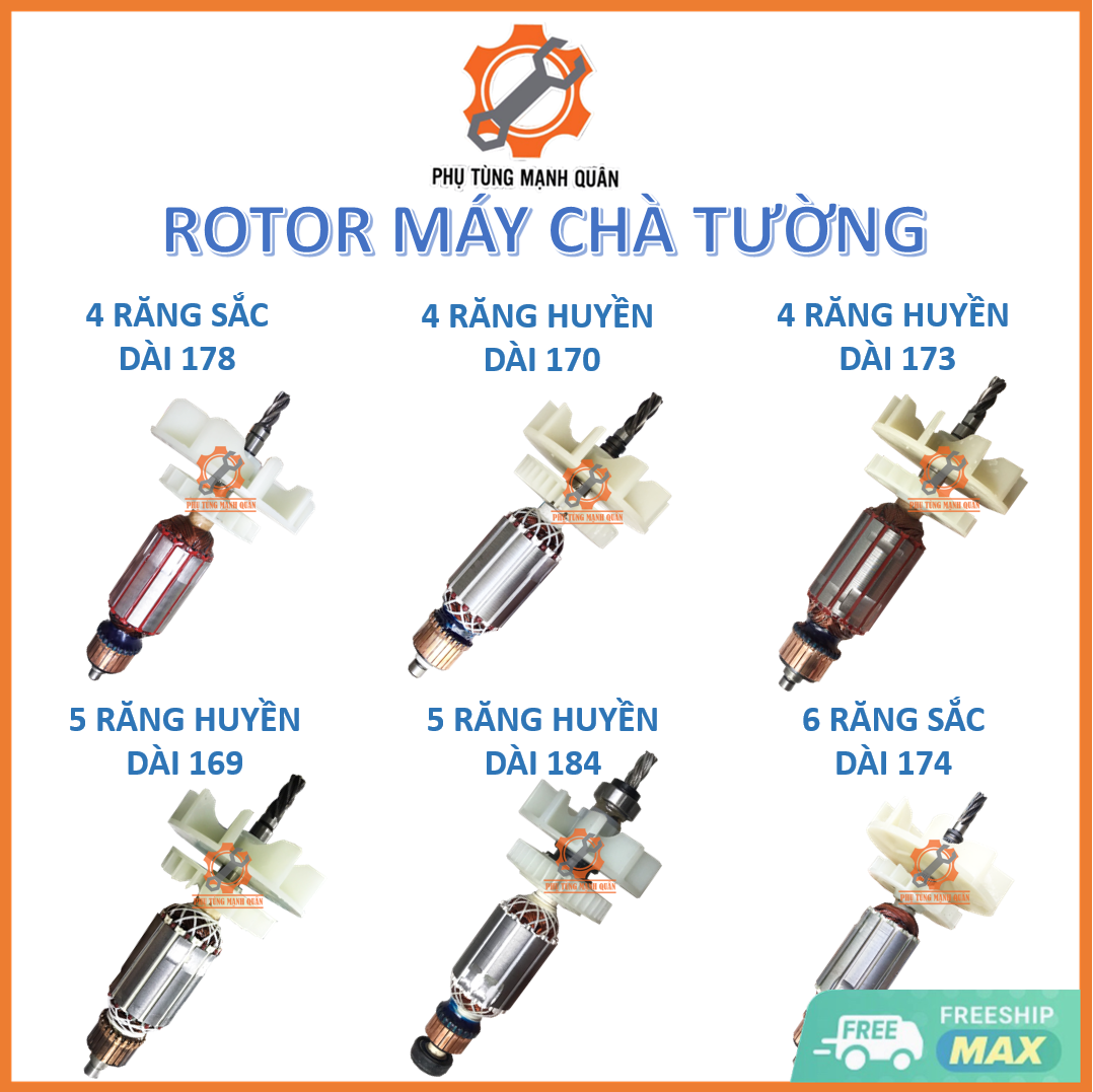 Rotor/ruột máy chà tường tặng kèm chổi than (mtr100)