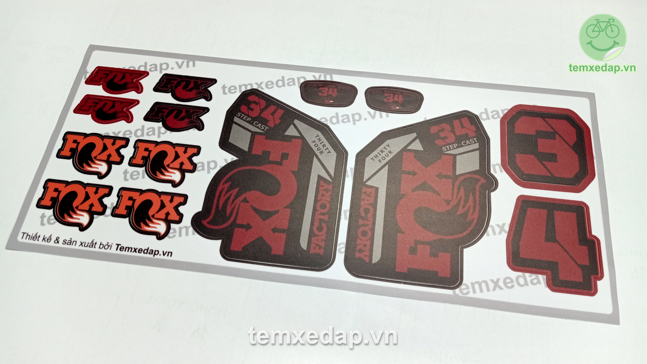 Tem decal dán phuộc xe đạp FOX Factory 34 Step Cast 2021