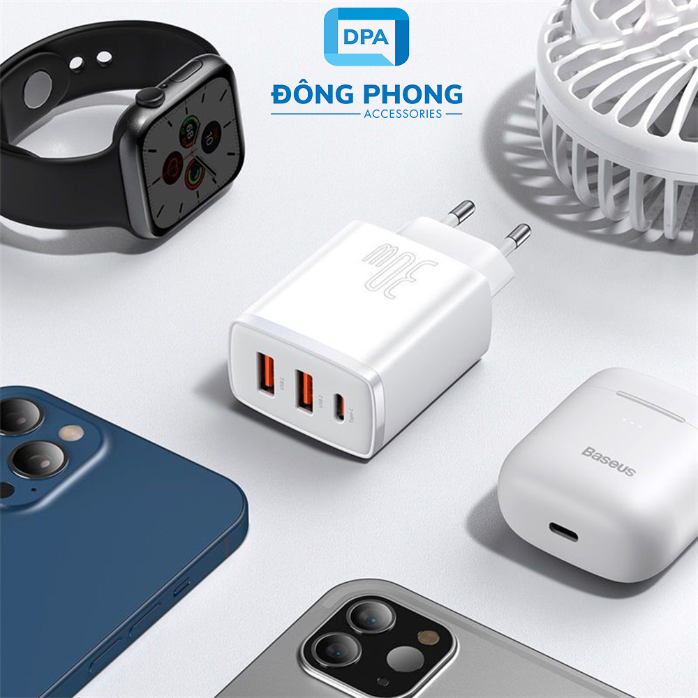 Củ Sạc Nhanh Baseus 30W Compact Quick Charger ( USB Dual Port + Type C, 30w PD / QC3.0 Multi Quick Charge Support )
