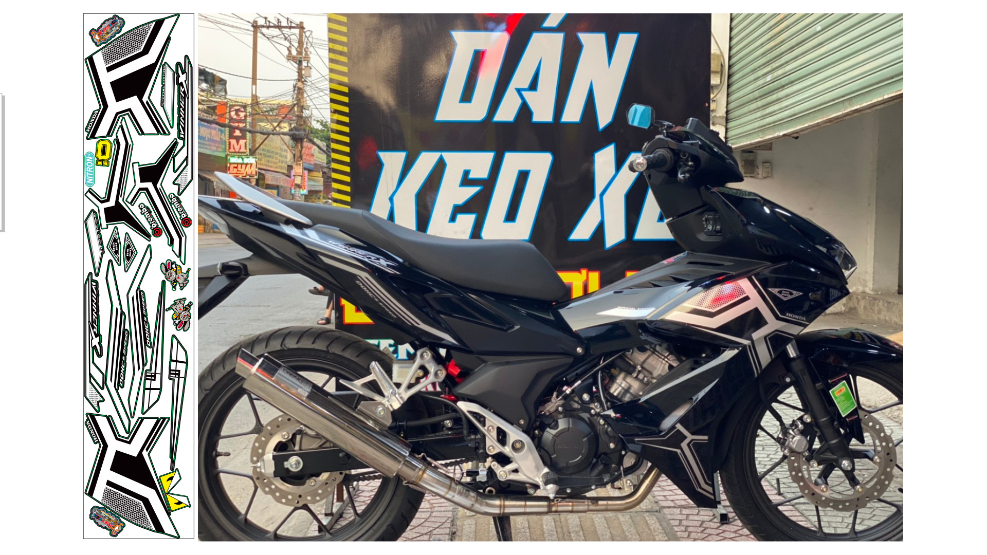 Tem Rời Winner X mẫu RS150 màu đen trắng