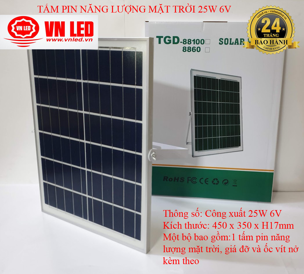 TẤM PIN NĂNG LƯỢNG MẶT TRỜI 25W 6V
