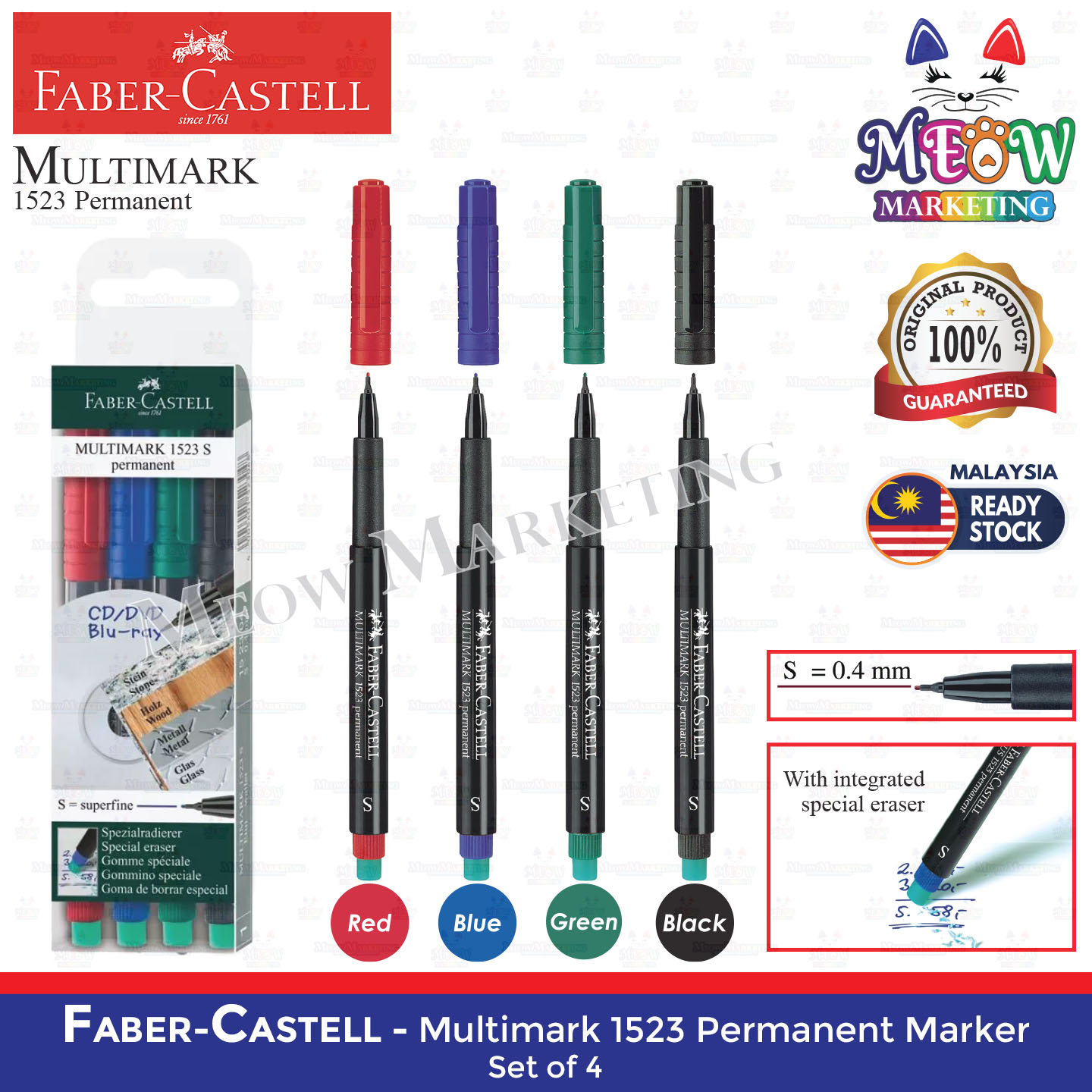Faber-Castell Multimark 1523 Superfine Marker - Blue