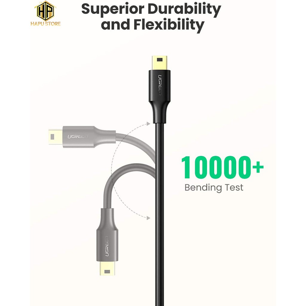 Cáp USB 2.0 to Mini USB Ugreen 10354 dài 0.5M cao cấp - Hapuhouse