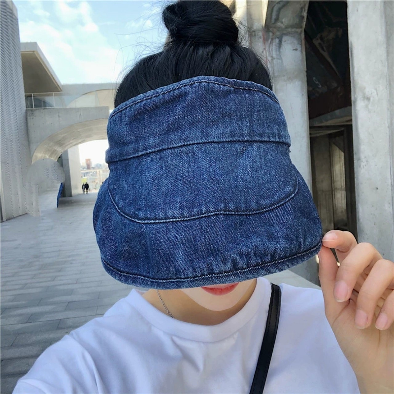 Mũ denim nửa đầu phong cách Hàn Quốc