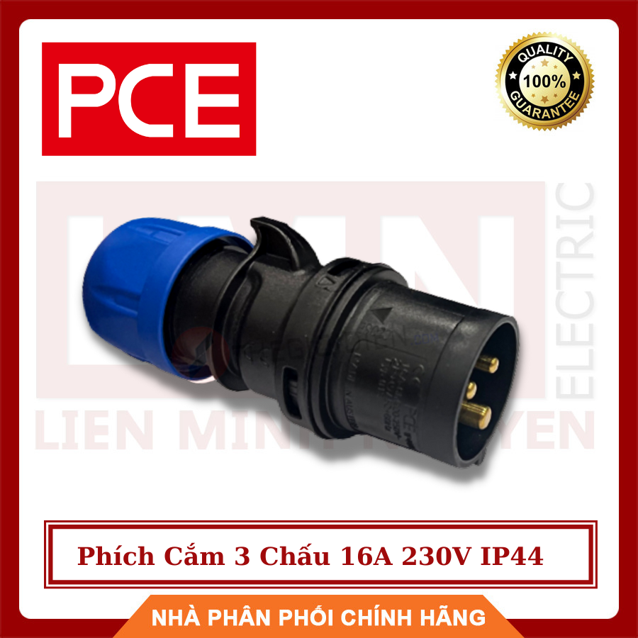 Phích cắm 3 chấu 16a 230v ip44 f013-6eco pce - hàng chất lượng - bh 12 tháng
