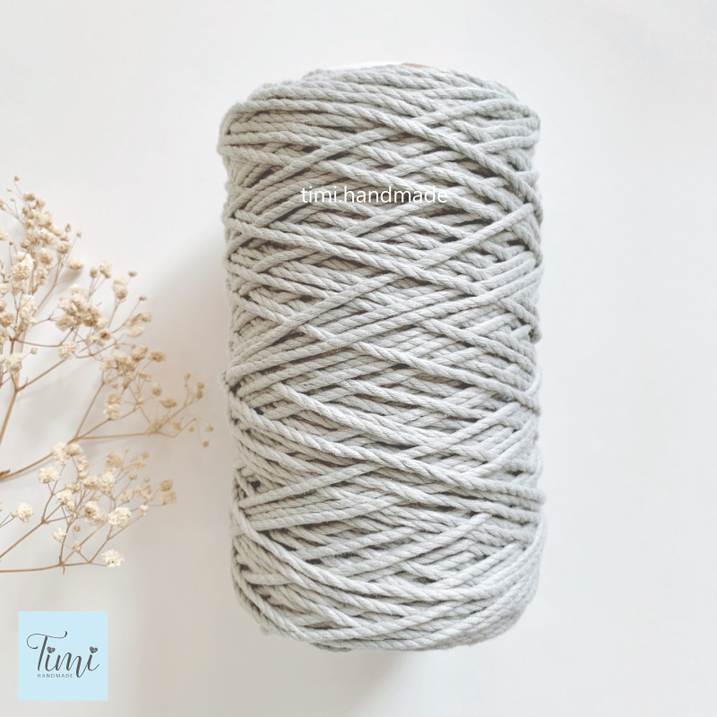 Dây thừng macrame cotton màu XÁM NHẠT size 3mm/5mm mềm mịn