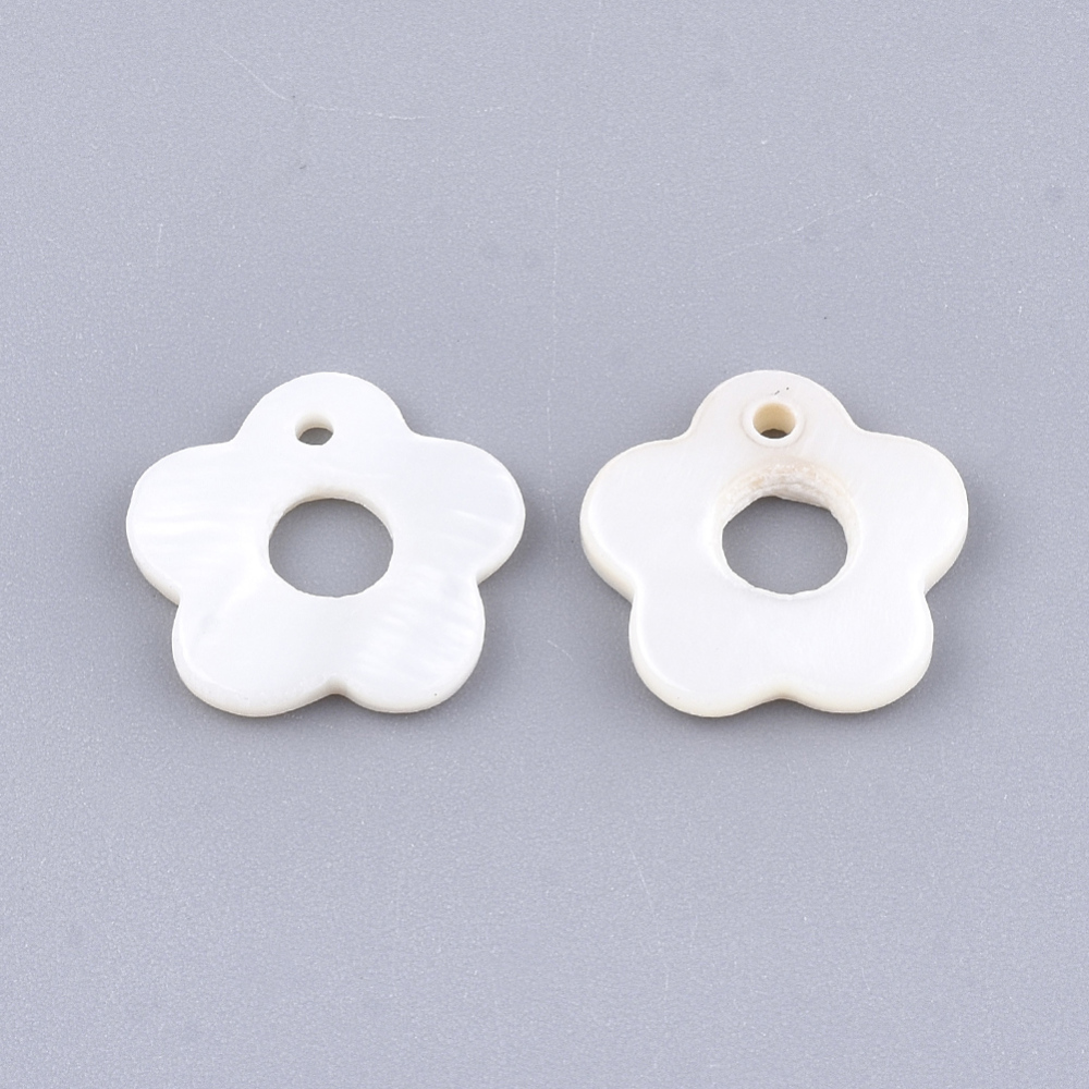 20pc Freshwater Shell Charms Flower 13x13x2mm Hole: 1.2mm