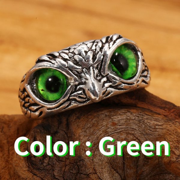 Vintage Style Owl Crystal Silver-plated Animal Ring for Men Women Fashion Punk Metal Charm Ring Jewelry