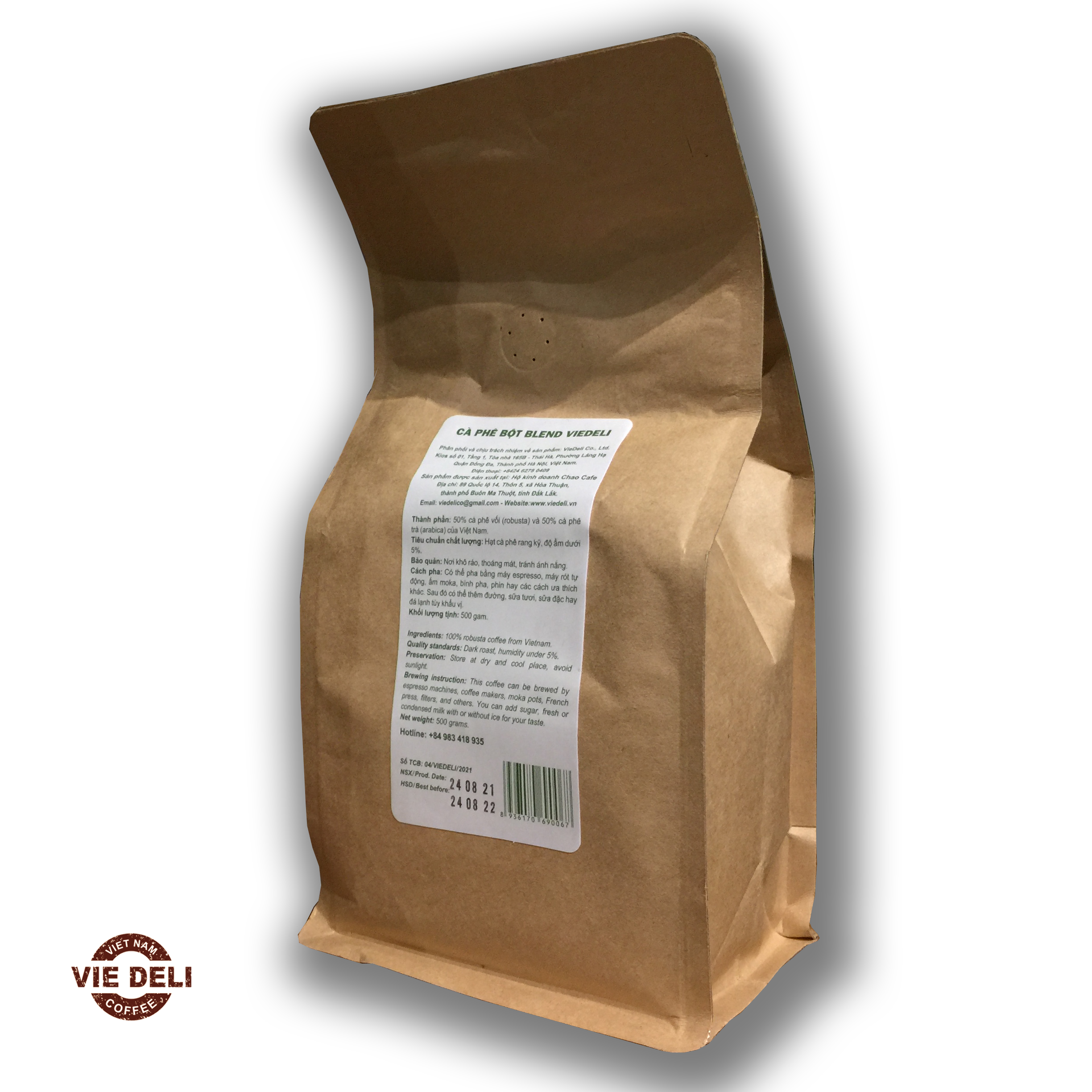 Cà phê bột Blend Viedeli, túi 500g