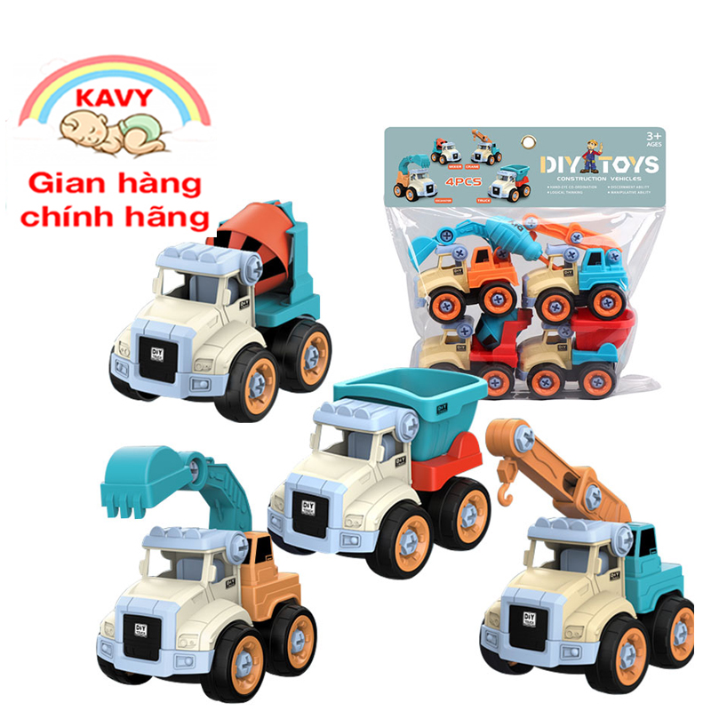 Bộ đồ chơi trẻ em xe kỹ thuật công trình cho bé tự lắp ráp