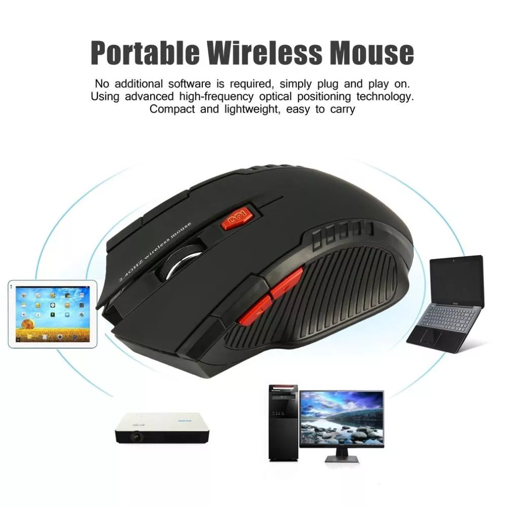 Kebidumei 2.4G Wireless Gaming Mouse Professional Optical Wireless Mouse USB Receiver Right Scroll Mice for PC Laptop