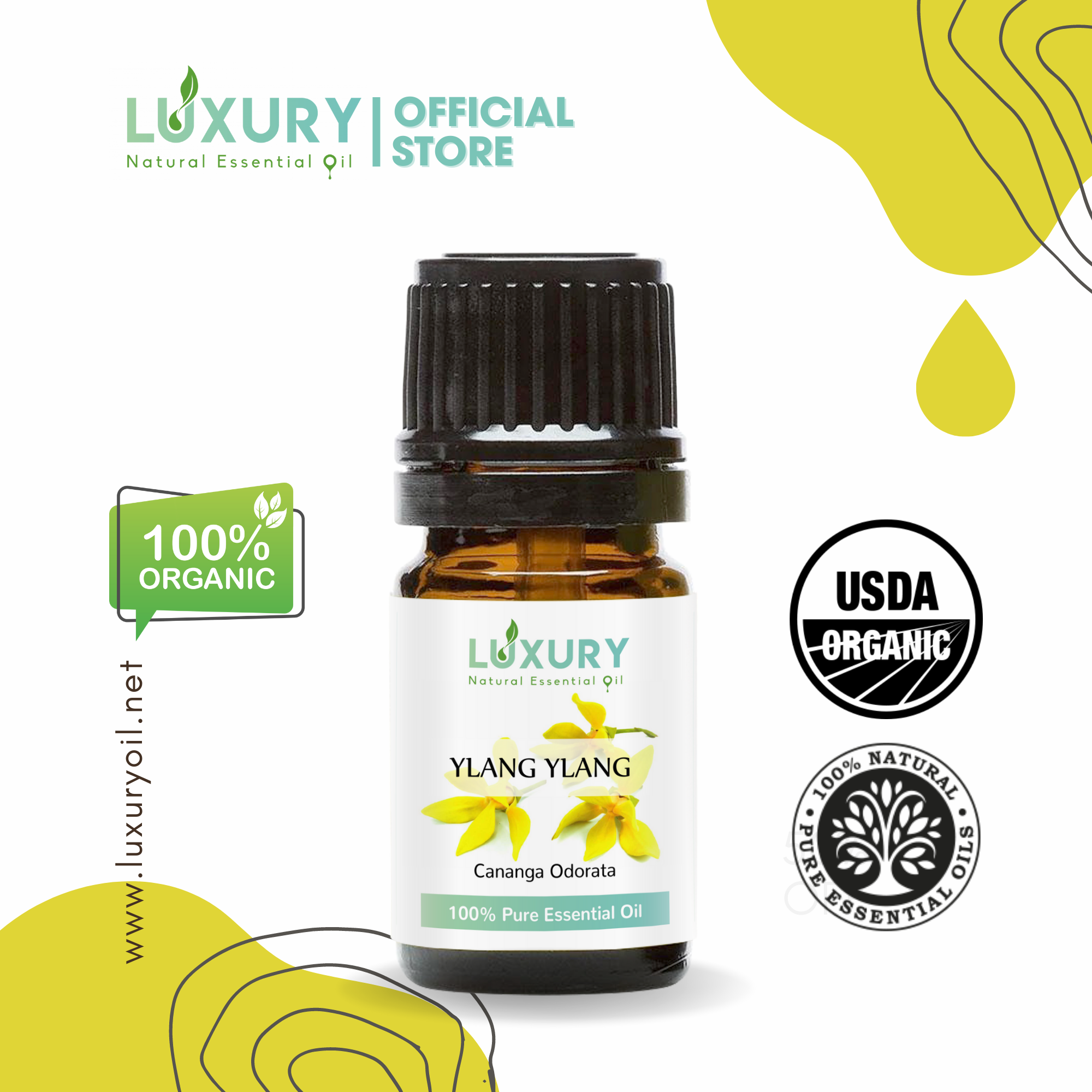 Tinh Dầu Ngọc Lan Tây Ylang Ylang ☘LUXURY ESSENTIAL OIL☘ 100% Tinh Dầu Thiên Nhiên Ngọc Lan Tây  100% Nguyên Chất, Nhập Khẩu Từ Ấn Độ, Xông Thơm Phòng, Làm Đẹp, Dưỡng Da, Se Khít Chân Lông, Phòng Cảm Cúm, Giảm Stress - 10/30ml