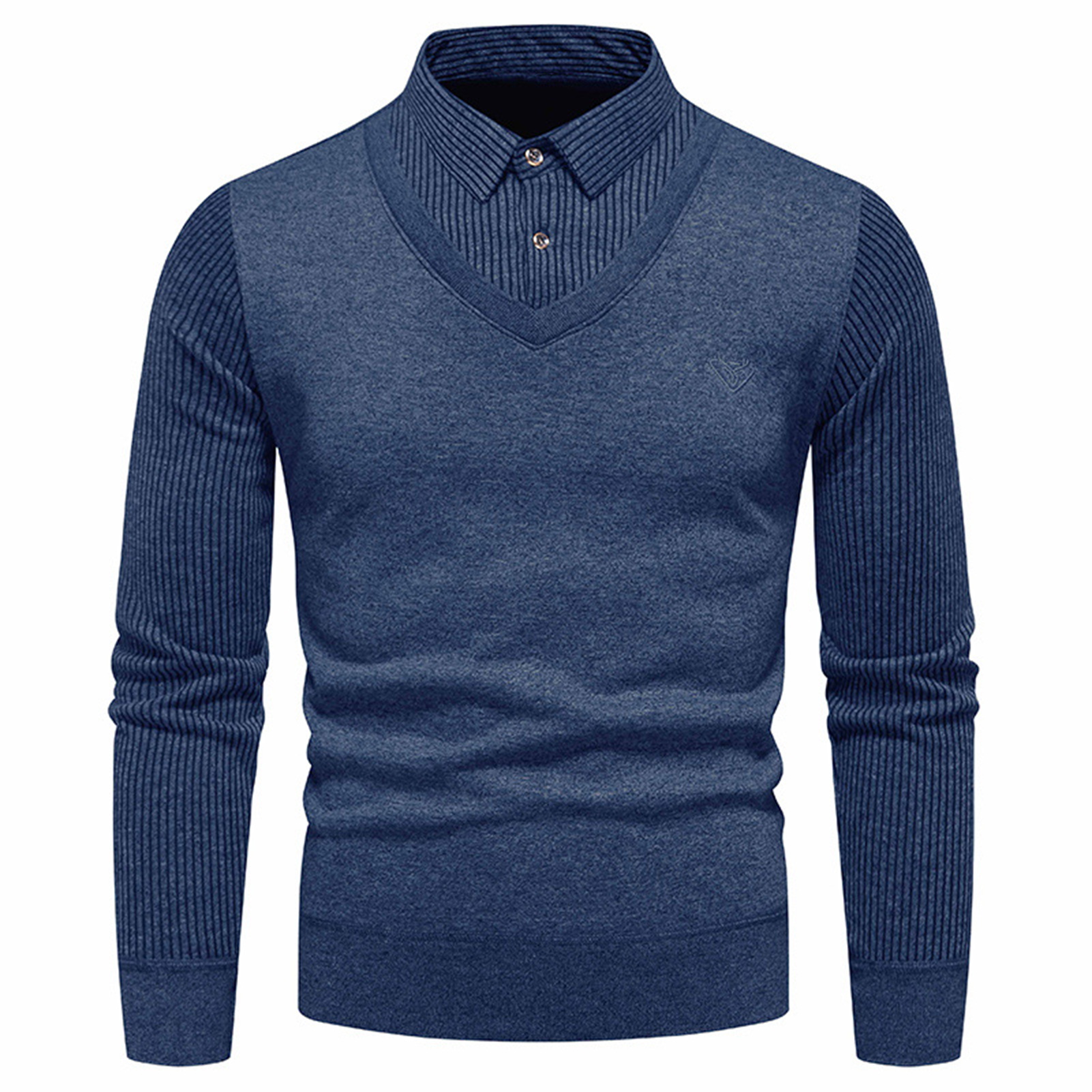 Huahankuang Long Sleeve Men Sweater Men Sweater Men's Business Style Striped Pullover Sweater Warm Slim Fit Knitwear for Fall/winter