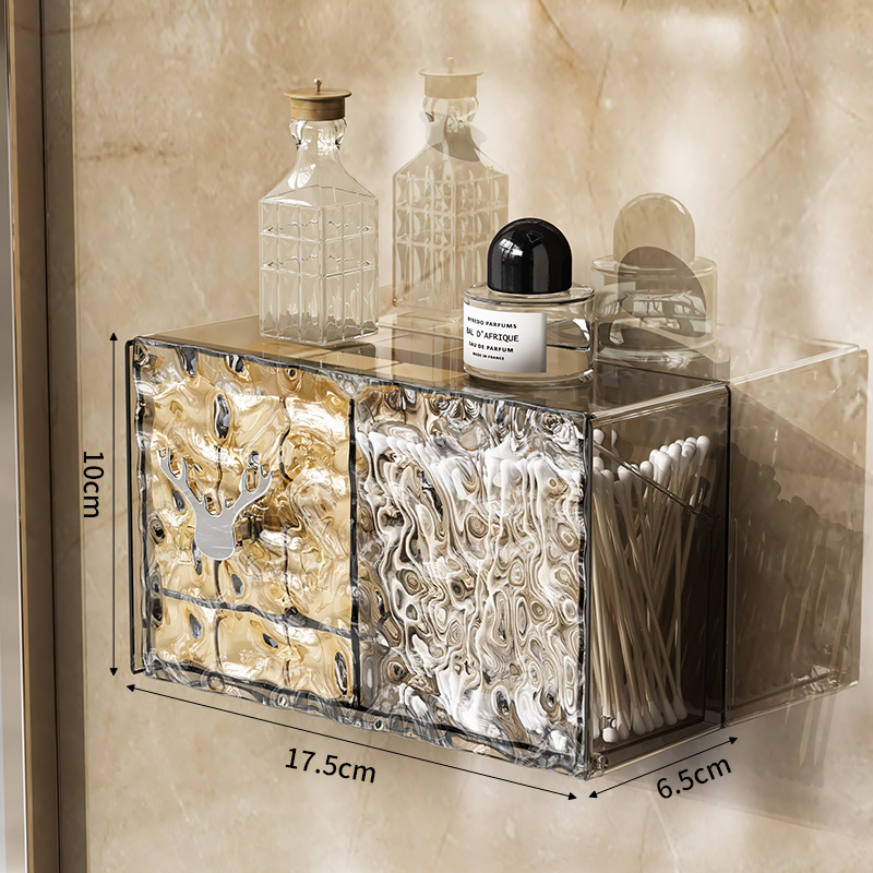 Storage box Wall-mounted storage box Shelves in the bathroom, wall-hung shelves, tissue box Bathroom wall-hung tissue box Storage box Transparent compartment storage box Bathroom finishing box