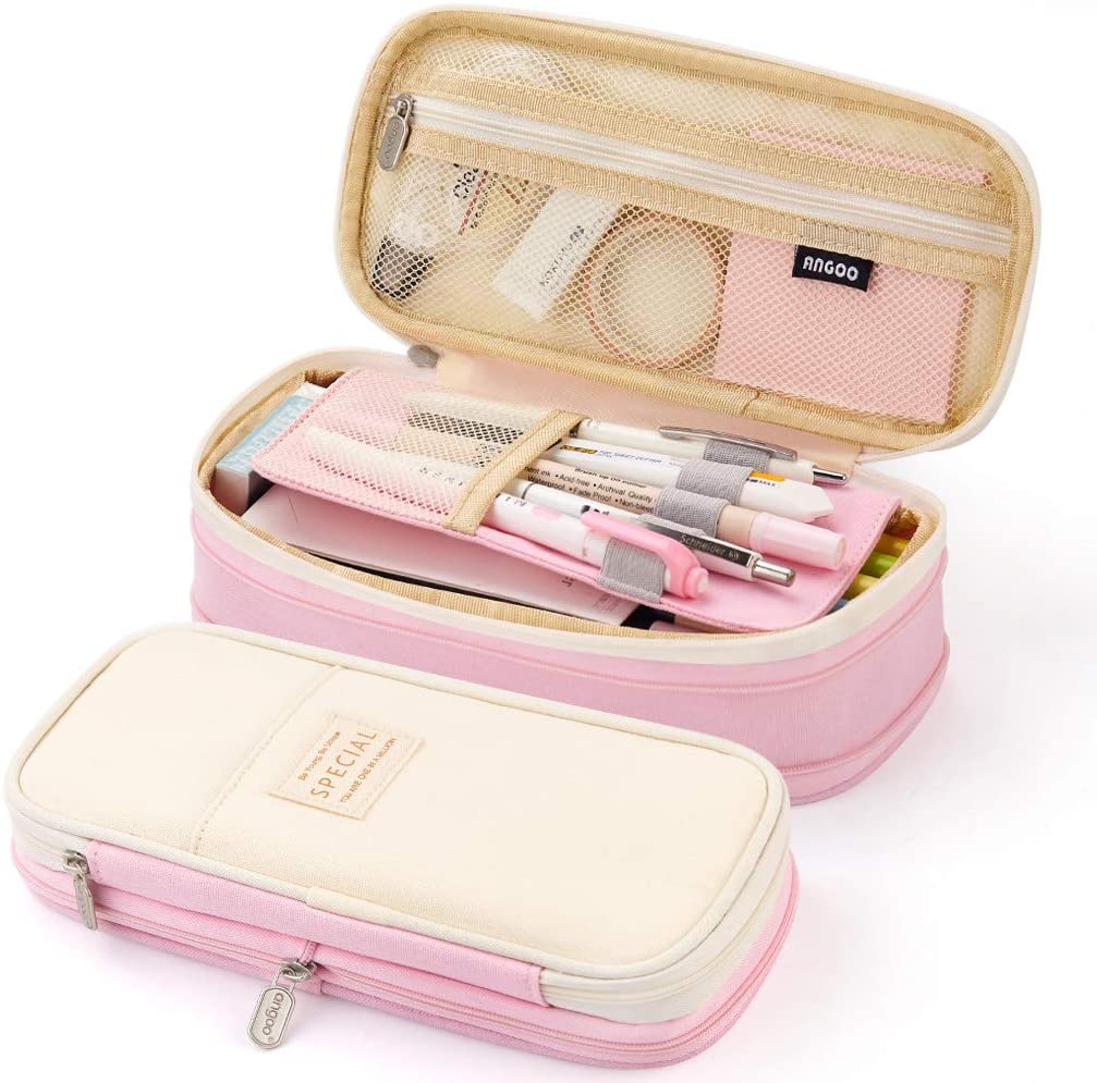 【Bestselling Product】 Large Capacity Double Layer Canvas Pencil Case for Students Box Office Student Pen Bag Stationery Back to School Supplies.