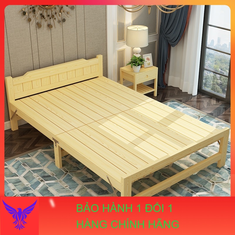Folding Bed Pine Wood 5 size cushion pillow-bed folding compact-bed solid wood folding compact 9 included ảnh real)
