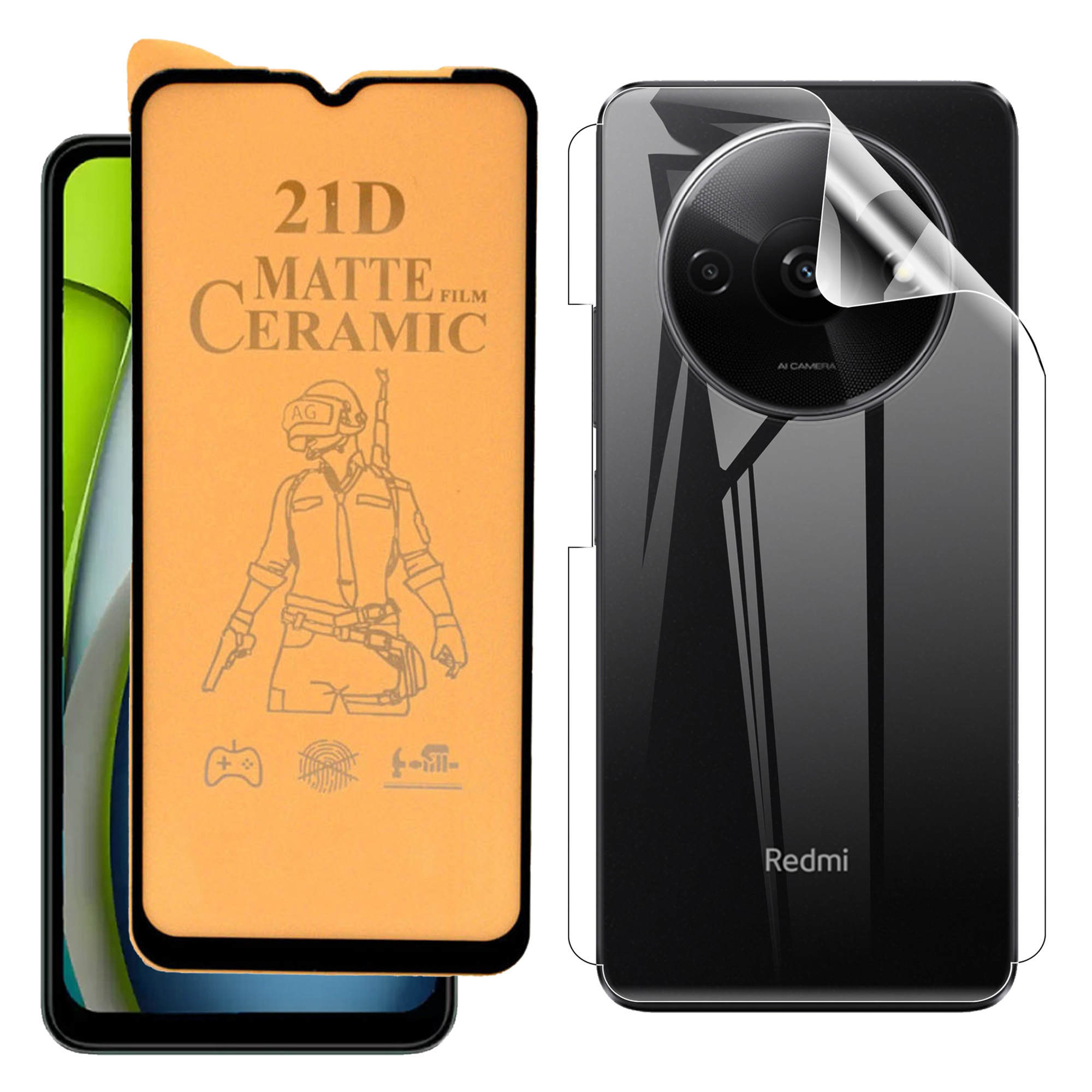 Redmi%20A3X%20Matte%20Ceramic%20Glass%20Protector%20+%20Back%20Protection%20Clear%20Jelly%20Soft%20Ultra%20Clear%20Jell%20For%20Redmi%20A3X%20-%20Image%202