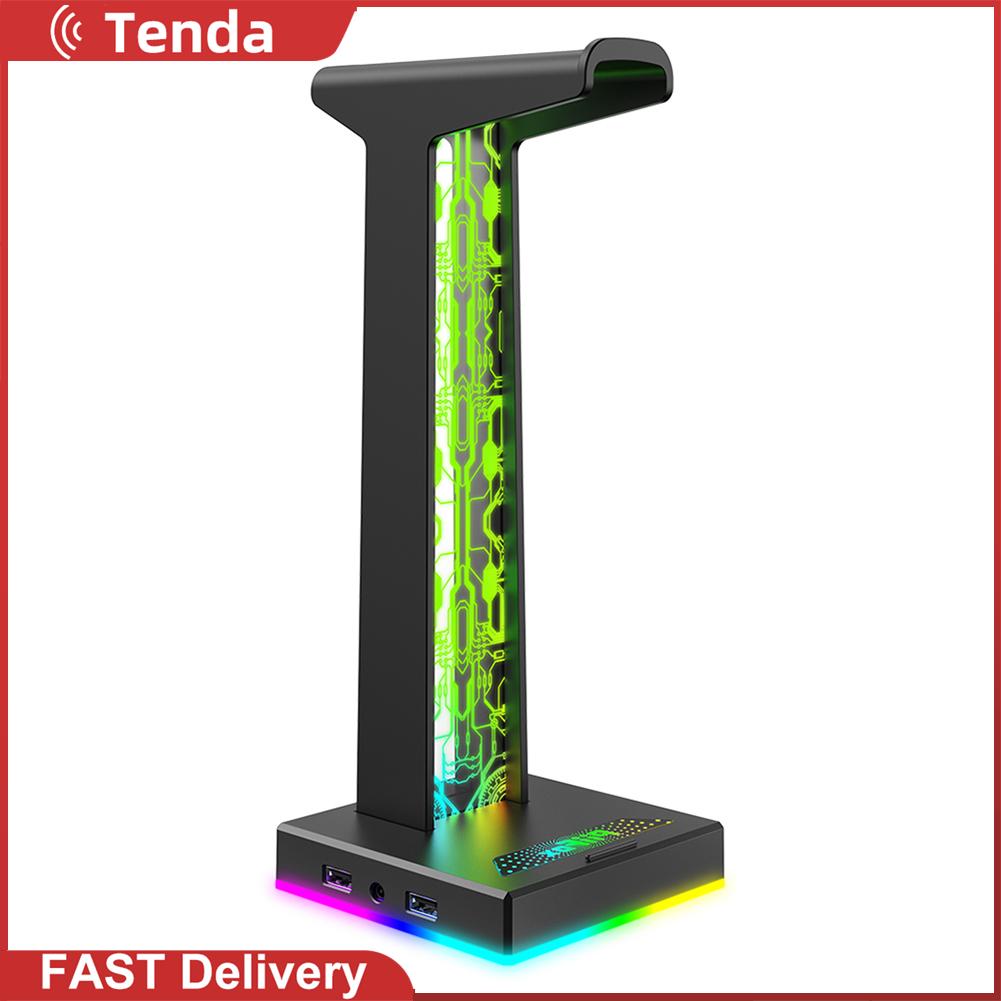 RGB Headphone Stand Holder Rack 10 Lighting Effects Headphone Display Rack Desktop Organizer Head Mounted Headphone Stand Rack Vertical Bracket Hanger
