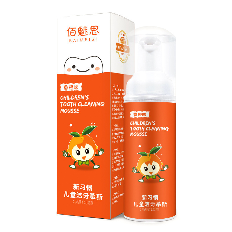 [THÍCH ĐÁNH RĂNG] Kem Đánh Răng Cho Bé Dạng Bọt BAIMEISI 60ML Nuốt Được Chống Sâu Răng Hương Dâu và Hương Cam