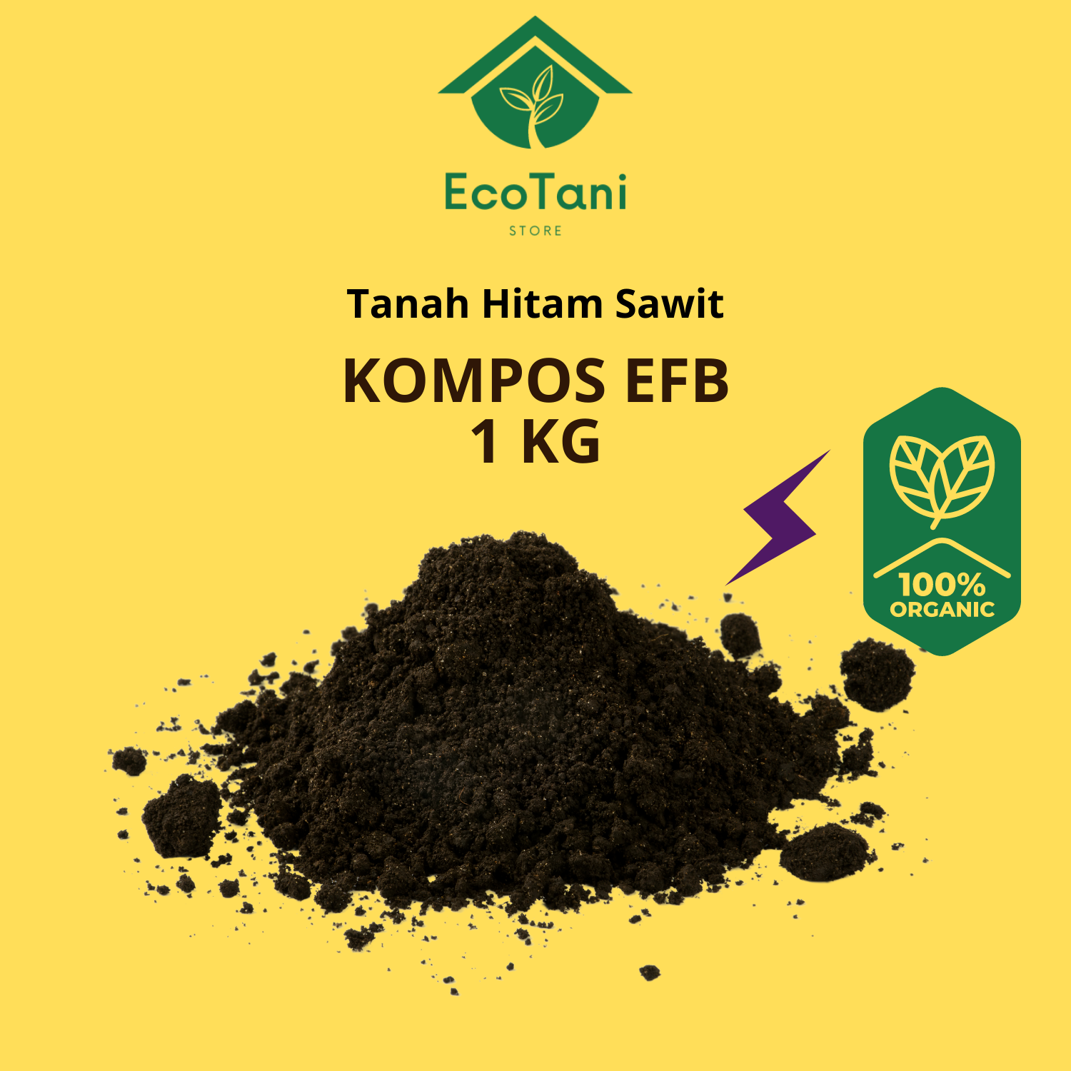 ECOTANI 1KG Tanah Hitam Sawit Baja Kompos Tanah Baja Organik EFB