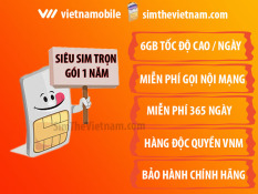 [Miễn Phí 1 Năm – 5Gb/Ngày – Không Giới Hạn Tốc Độ] Siêu Sim Data 4G Vietnamobile Trọn Gói 1 Năm – Không Tốn Phí Gia Hạn