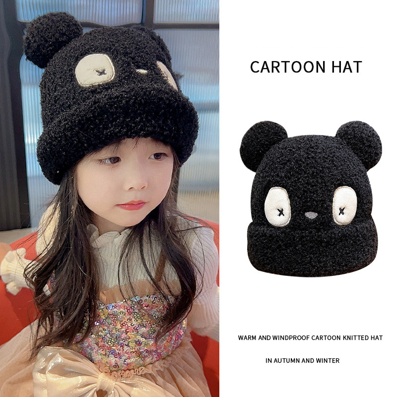 YA ZHOU LONG Children's Panda Hat Winter Knitted Hat for Boys and Girls Children's Baby Warm and Windproof Hat