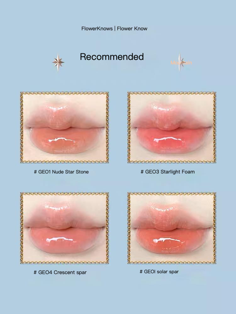 Flower Knows Moonlight Mermaid Series Lipgloss Mirror Surface Lip Gloss Moisturizing Non-Stick Flowers Know. 