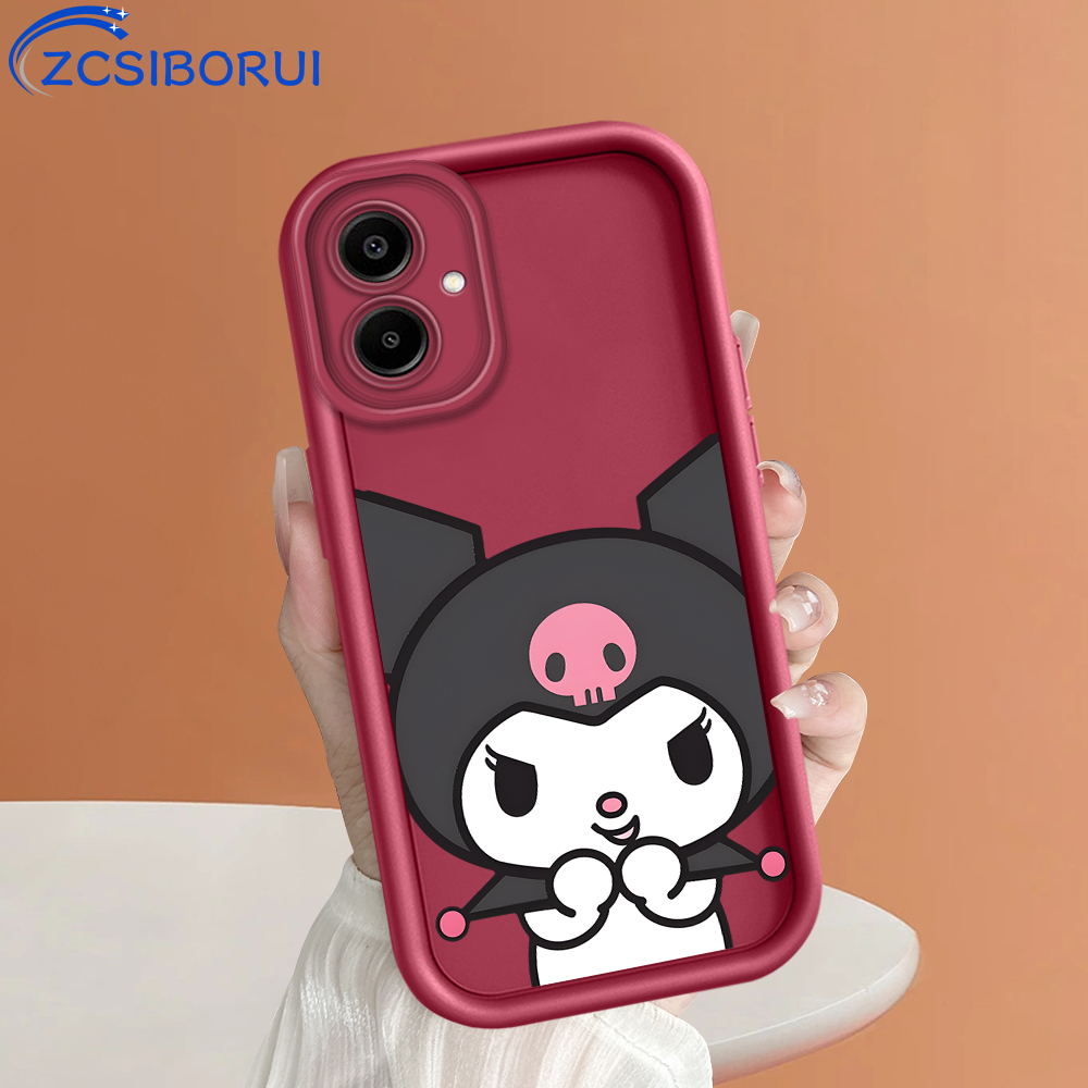 ZCSIBORUI for Samsung A06 Back Cover Cute Kuromi Pattern Soft Camera Protection Rubber Square Ladder Phone Case.