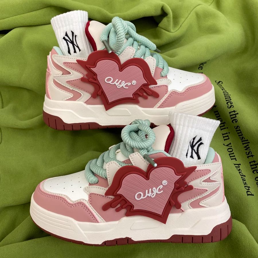 Pink Shoes 2023 Autumn New Casual Thick Sole Sports Shoes Casual Board Shoes