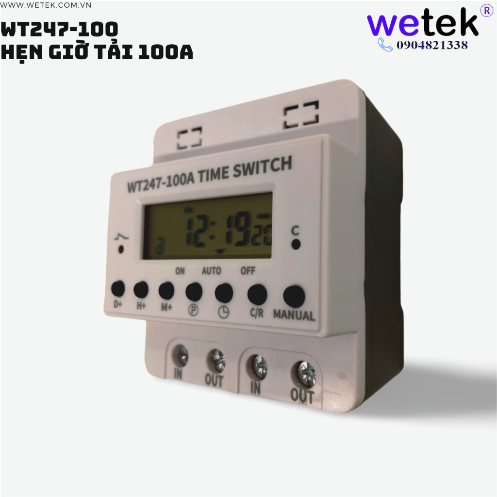 Timer công tắc hẹn giờ tải 100A siêu lớn WT247-100A BH12T