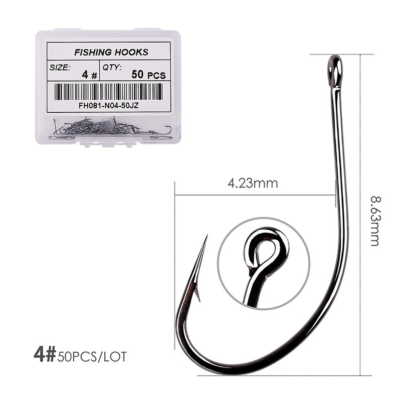 Hot Sale🥇】10pcs/50pcs Fishing Hooks High Carbon Stainless Steel Barbed  Fishing Hooks With Ring Fishing Tackle Accessories,returnable within 7 days