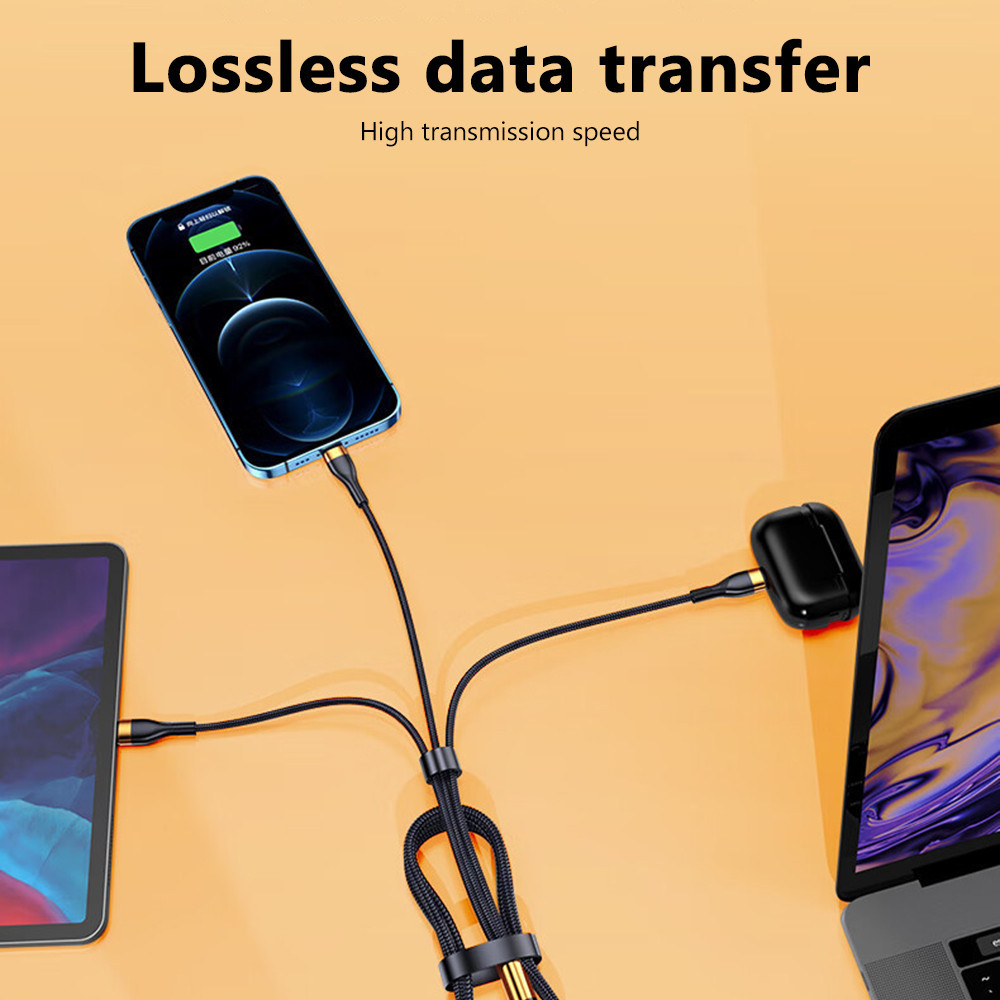【COD】6A 100W USB Charge Cable 3-in-1 Micro USB Type C Fast Charging Cable Wire