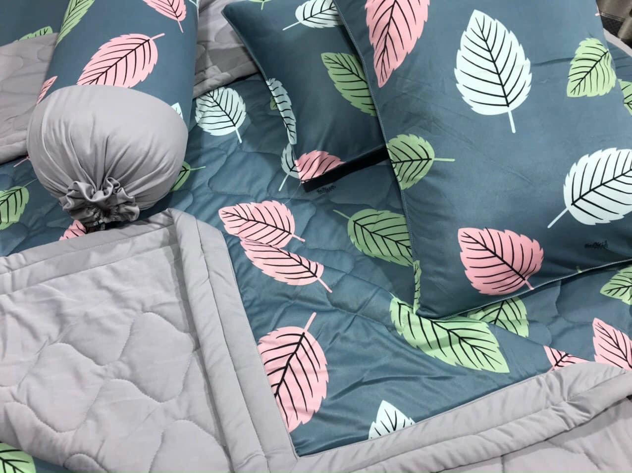 BỘ DRAP GA THUN HQ (LÁ PHỐI MỚI) CHẤT ĐẸP