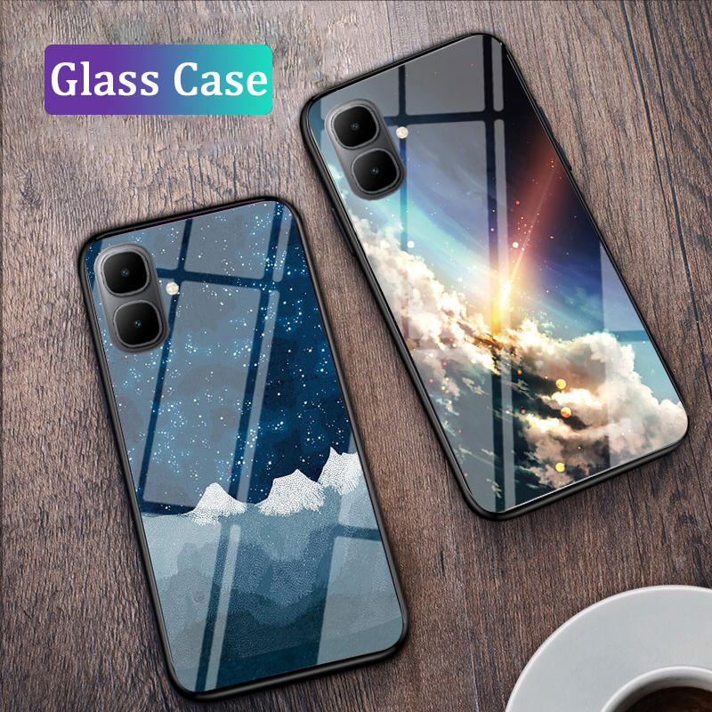 Phone case For infinix Smart 10 Plus Back cover Couple Starry Moon Glossy Glass Meteor Start cover For infinix Smart 10 Cover cases