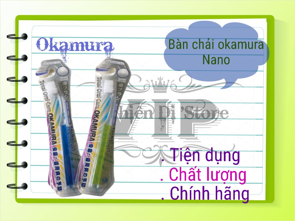 Bàn Chải Đánh Răng Nhật Bản Okamura Nano – Kháng Khuẩn, Lông Mềm, Làm Sạch Răng Hiệu Quả