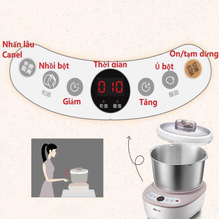 Máy Nhào Bột Bear Máy Nhồi Bột Tự Động Đa Năng 3,5L