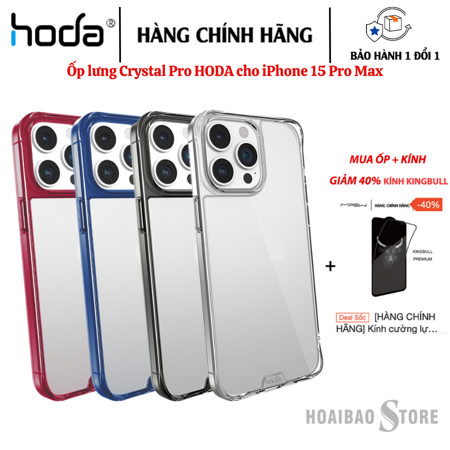 [HÀNG CHÍNH HÃNG] Ốp lưng Crystal Pro HODA cho iPhone 15 Pro Max