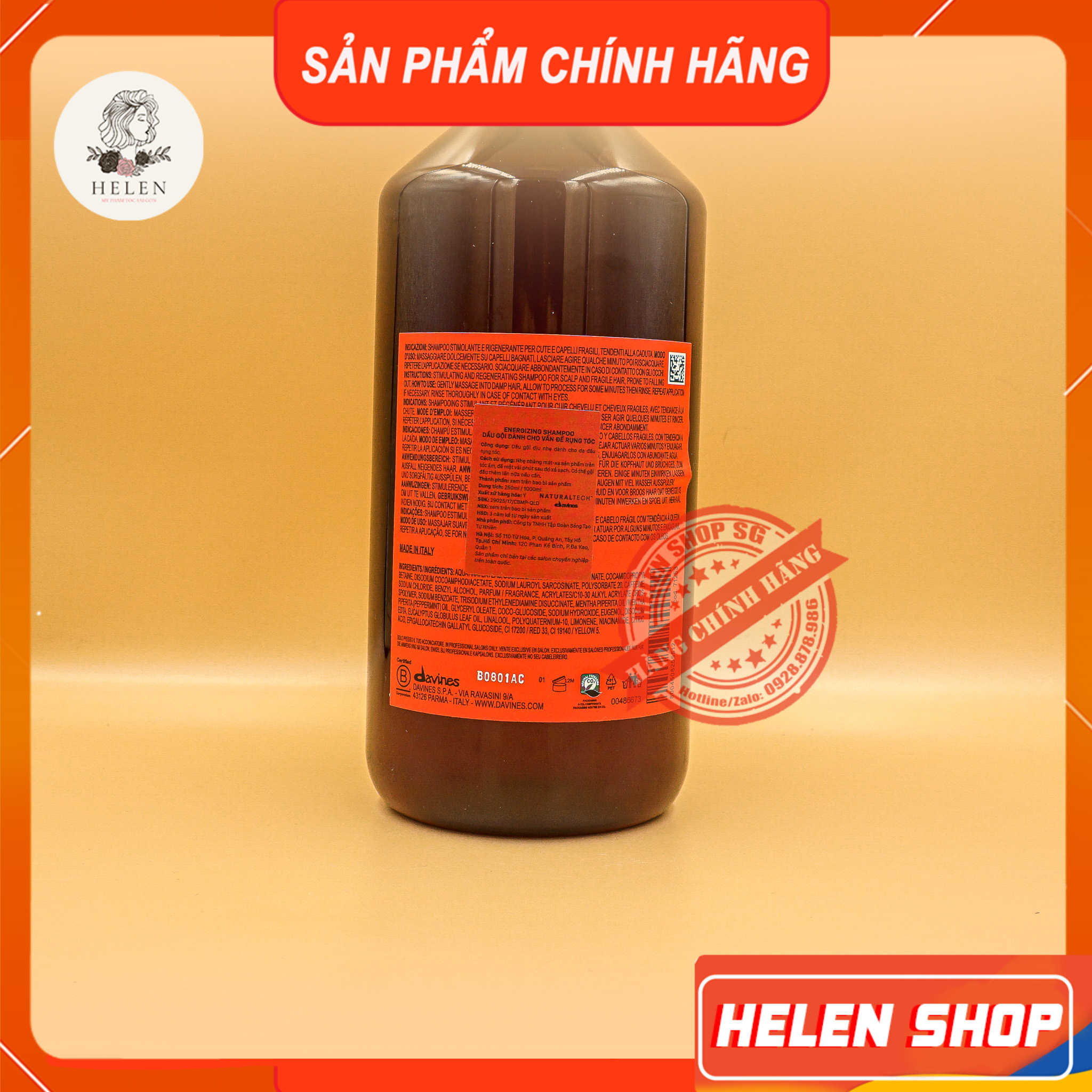 Davines hair loss energizing shampoo 250-1000ml