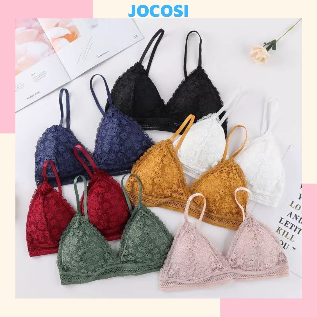 Áo bra nữ ren hoa quyến rũ, Áo lót đệm mút mỏng ôm ngực mềm mại gợi cảm 7156