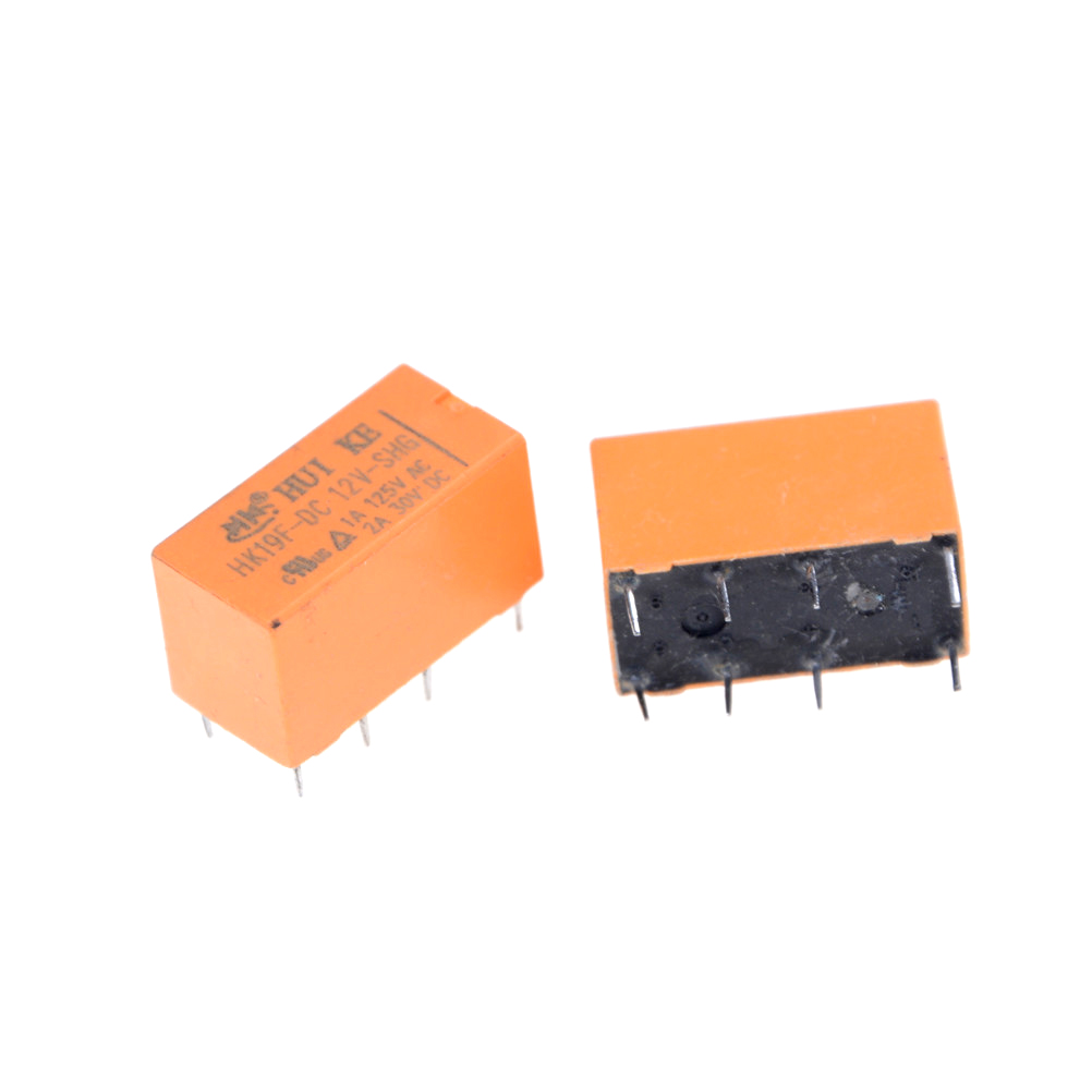 10Pcs hk19f-dc12v-shg dc 12v coil dpdt 8pin pcb realplay power relay. 