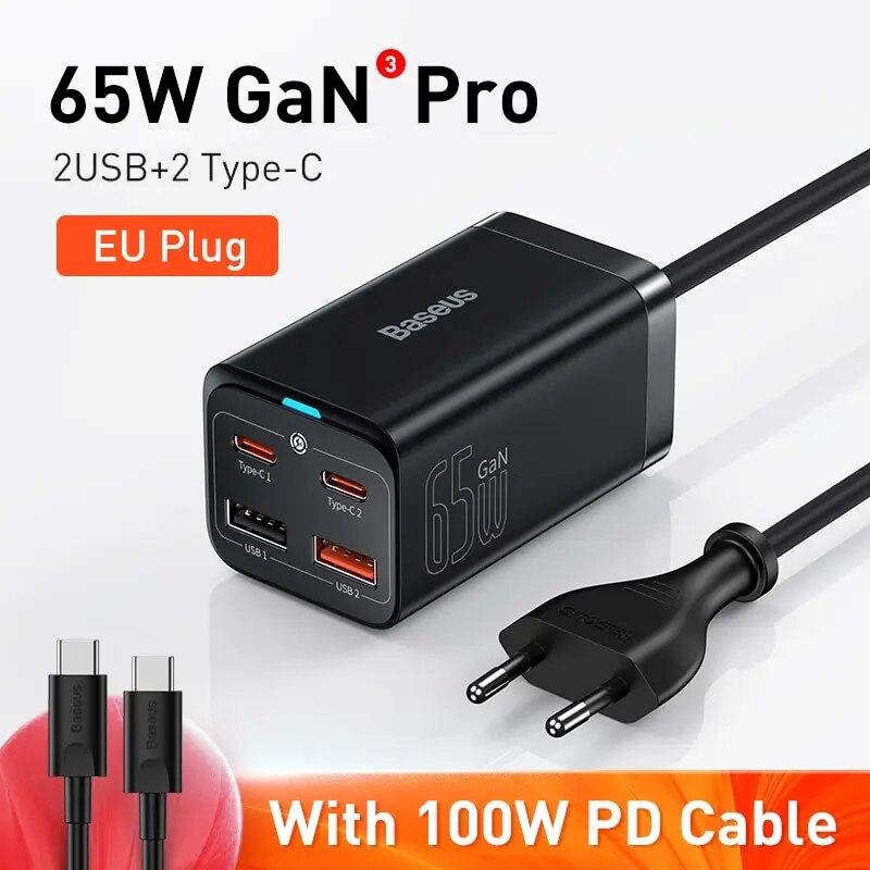 Baseus 65W Gan Charger Desktop Fast Charger 4 In 1 Laptop Phone Charger Adapter For 15 14 13 Pro Max Suitable For Xiaomi Suitable For Samsung