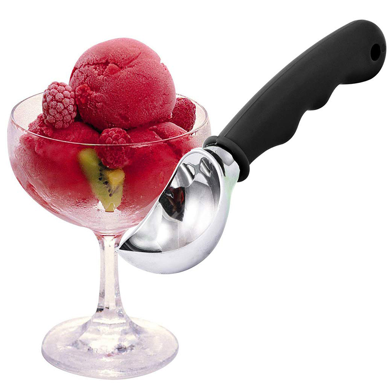 Premium Ice Cream Scoop, Dishwasher Safe with Comfortable Handle, Heavy Duty Durable Design, Professional Kitchen Tool for Stuffing, Cookie Dough, Sorbet Black