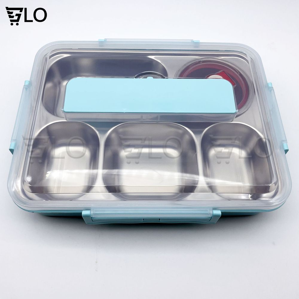 Bộ Khay Cơm Phần Giữ Nhiệt 5 Ngăn Inox 304